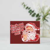 Kerstman Rock Out Feestdagenkaart (Staand voorkant)