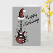 kerstman Rocker Musician Holiday Guitarist Kaart (Gele Bloem)