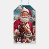 Kerstman Rocky Mountain en zijn paard Cadeaulabel (Voorkant)