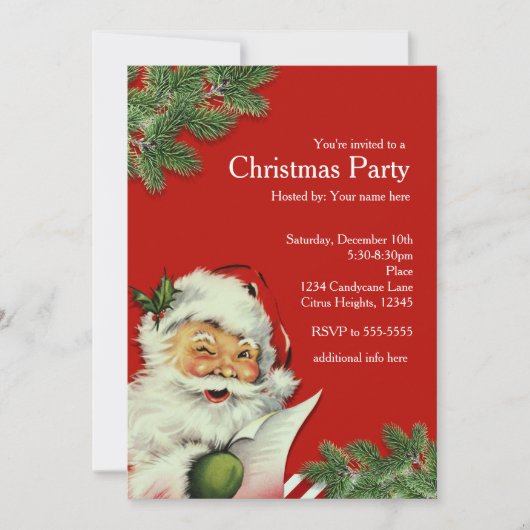  kerstman rode kerstuitnodigingen kaart (Voorkant)