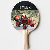 Kerstman Rode Tractor Feestelijke Jolly Tafeltennisbatje (Achterkant)