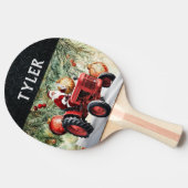 Kerstman Rode Tractor Feestelijke Jolly Tafeltennisbatje (Zijkant)