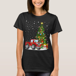 Kerstman Rode Vrachtwagen Xmas Boom Verlichting Ro T-shirt