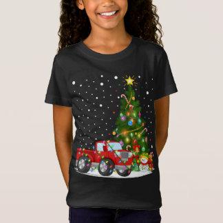 Kerstman Rode Vrachtwagen Xmas Boom Verlichting Ro T-shirt