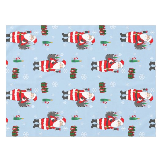 Kerstman Rode Wijn Decor Feestelijke Vakantie Tafelkleed (Voorkant (Horizontaal))