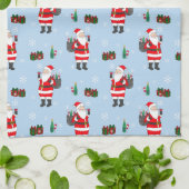 Kerstman rode wijn feestelijke vakantie theedoek (Gevouwen)