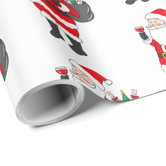 Kerstman Rode Wijnliefhebber Cadeaupapier (Rol Hoek)