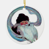 kerstman Roken een pijp Keramisch Ornament (Voorkant)