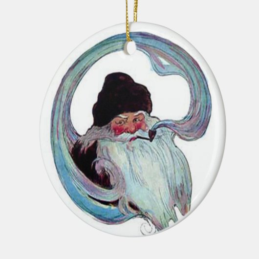 kerstman Roken een pijp Keramisch Ornament (Links)