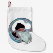 kerstman Roken een pijp Kleine Kerstsok (Voorkant)