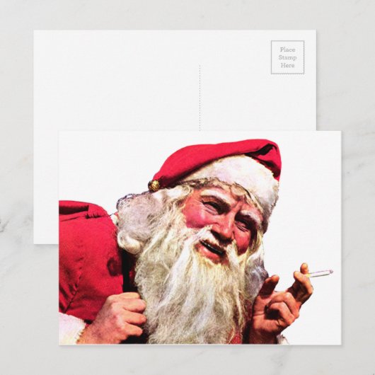  Kerstman Rokende Sigaret Feestdagenkaart (Voorkant / Achterkant)
