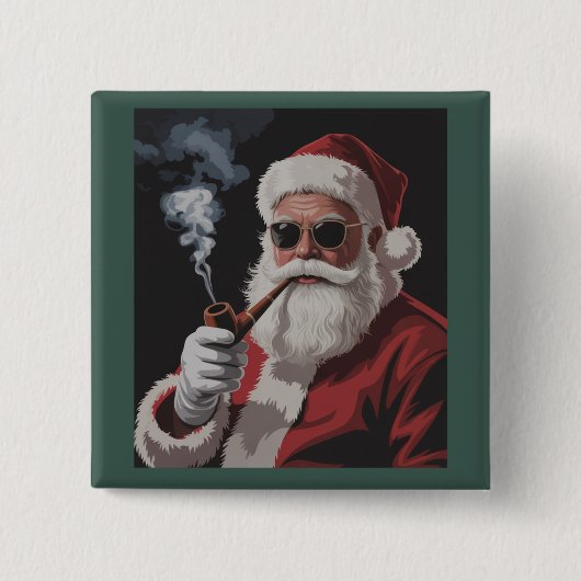 Kerstman Rokt Feest Grappige Kerst Vakantie Vierkante Button 5,1 Cm (Voorkant)