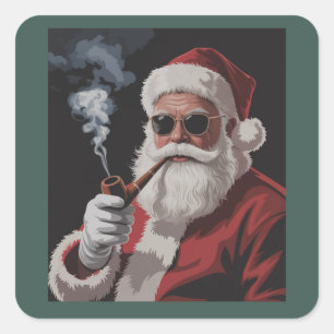 Kerstman Rokt Feest Grappige Kerst Vakantie Vierkante Sticker