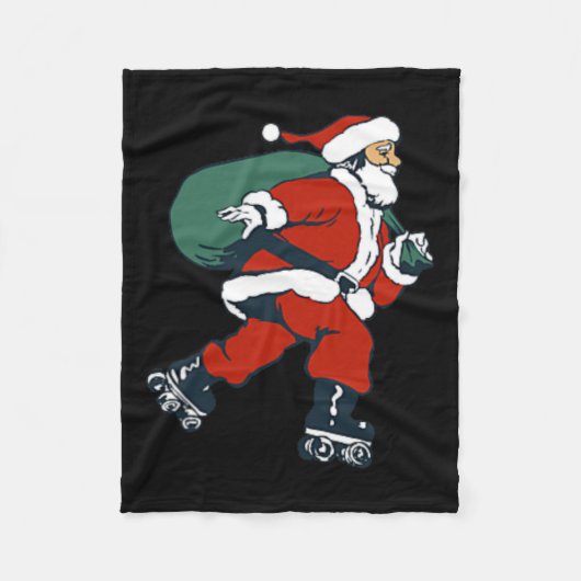 Kerstman Roller Schaatsen Fun Kerst Skater Kindere Fleece Deken (Voorkant)