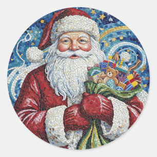 Kerstman Rolstickers Ronde Sticker