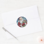 Kerstman Rolstickers Ronde Sticker (Envelop)