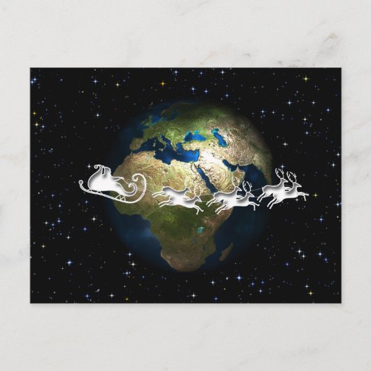 Kerstman rond de wereld briefkaart (Voorkant)