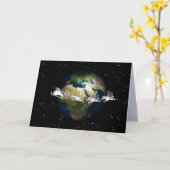 kerstman rond de wereld wenskaart kaart (Gele Bloem)