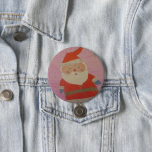 kerstman ronde button 7,6 cm