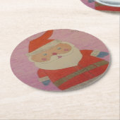  kerstman ronde kartonnen onderzetter (Gebogen)