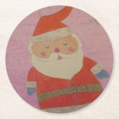  kerstman ronde kartonnen onderzetter (Voorkant)