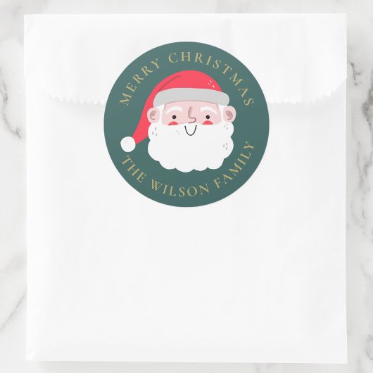 Kerstman Ronde Kerststicker | Gepersonaliseerd Sticker