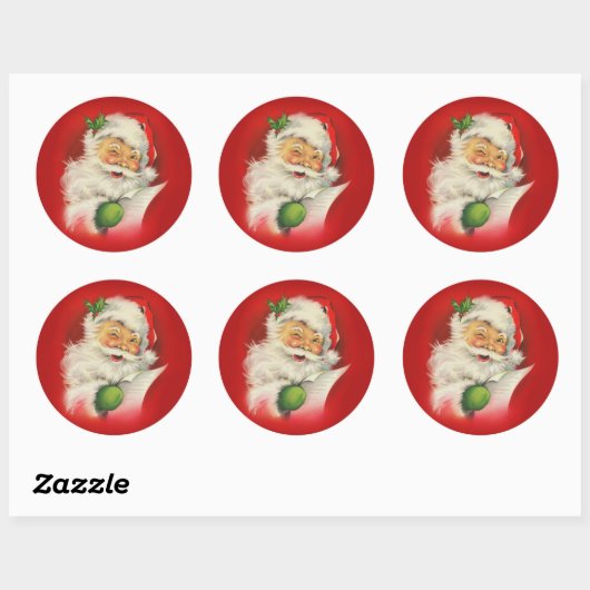 kerstman ronde sticker (Vel)