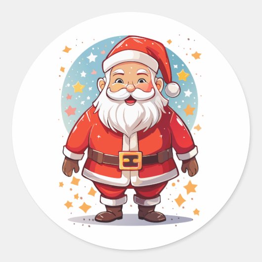 Kerstman Ronde Sticker (Voorkant)