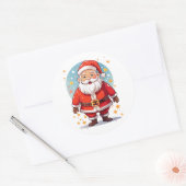 Kerstman Ronde Sticker (Envelop)