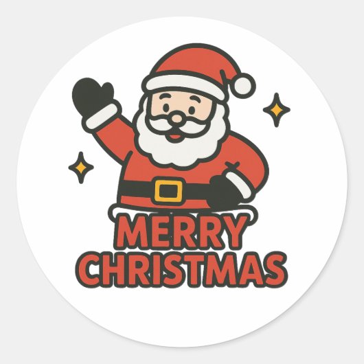 Kerstman Ronde Sticker (Voorkant)