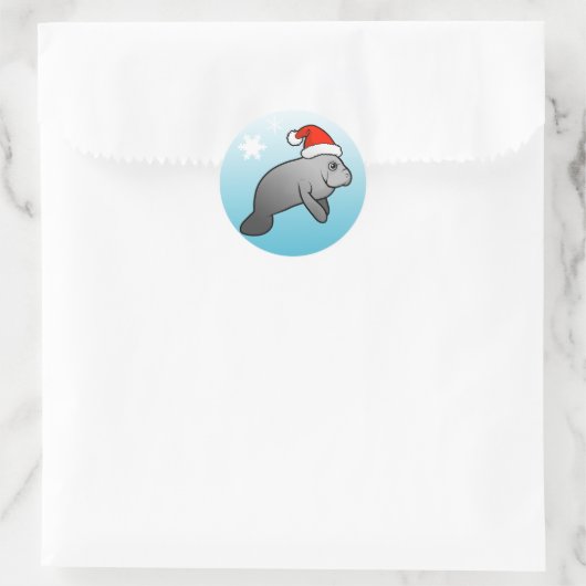 kerstman ronde sticker (Tas)