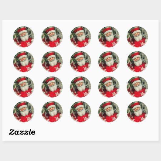  kerstman ronde sticker (Vel)