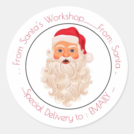  kerstman ronde sticker (Voorkant)