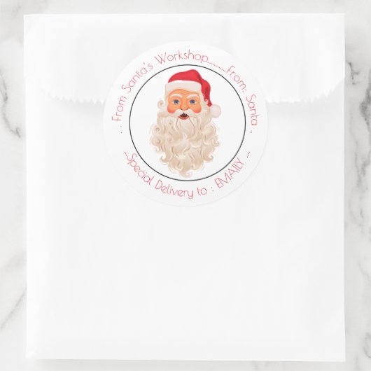  kerstman ronde sticker (Tas)