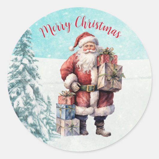  kerstman ronde sticker (Voorkant)