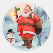  kerstman ronde sticker (Voorkant)