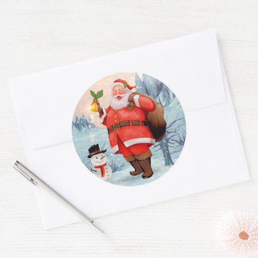  kerstman ronde sticker (Envelop)