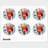  kerstman ronde sticker (Vel)