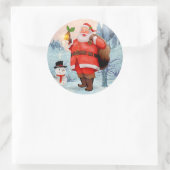  kerstman ronde sticker (Tas)
