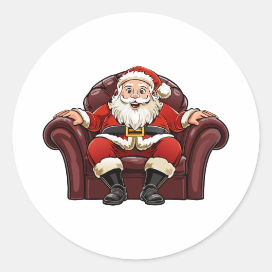 Kerstman Ronde Sticker (Voorkant)
