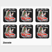 Kerstman Rood Auto Zwarte Achtergrond Vierkante Sticker (Vel)