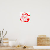 Kerstman Rood en Wit Kerstfeest Poster (Keuken)