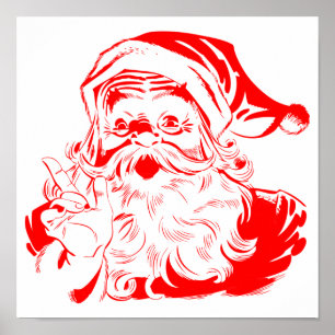 Kerstman Rood en Wit Kerstfeest Poster