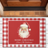 Kerstman Rood Gingham Persoonlijke Kerstmis Deurmat