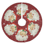 Kerstman Rood Glitter Glans Sterren Kerstmis Kerstboom Rok (Voorkant)