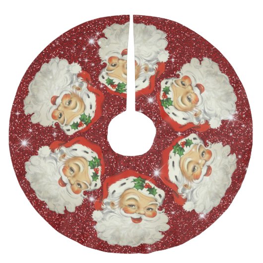 Kerstman Rood Glitter Glans Sterren Kerstmis Kerstboom Rok (Voorkant)