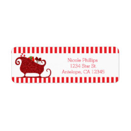 Kerstman Rood Glitter Slee Adresseetiketten Etiket