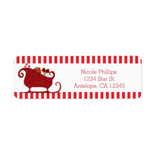 Kerstman Rood Glitter Slee Adresseetiketten Etiket (Voorkant)