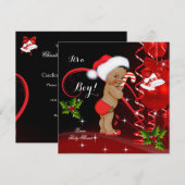 Kerstman Rood kerstfeest Etnische Baby shower Kaart (Voorkant / Achterkant)