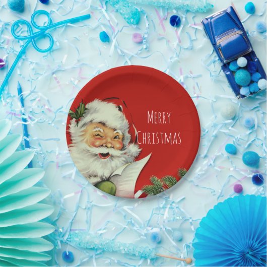 kerstman rood kerstfeest papieren bordje (Feest)
